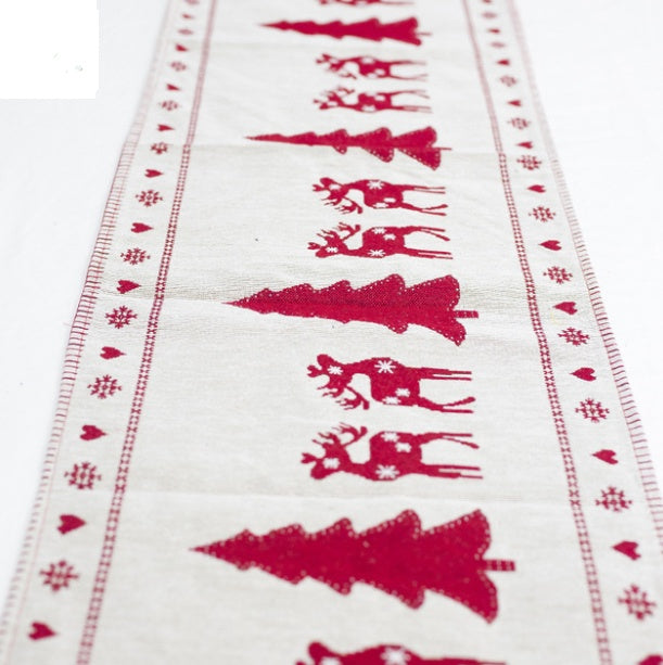 Christmas Table Runner – Elk & Snowman Print | Festive Dining & Home Décor