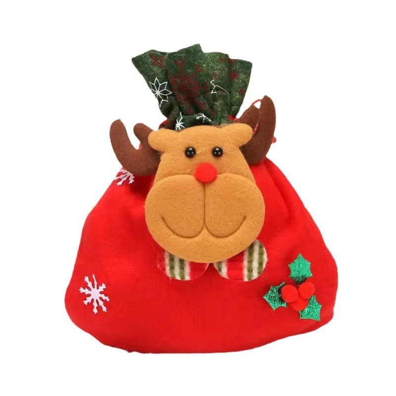 Christmas Candy Gift Bag – Reusable Holiday Treat Bag for Kids | Festive Santa, Snowman & Elk Gift Packaging | 20×22 cm Cloth Pouch